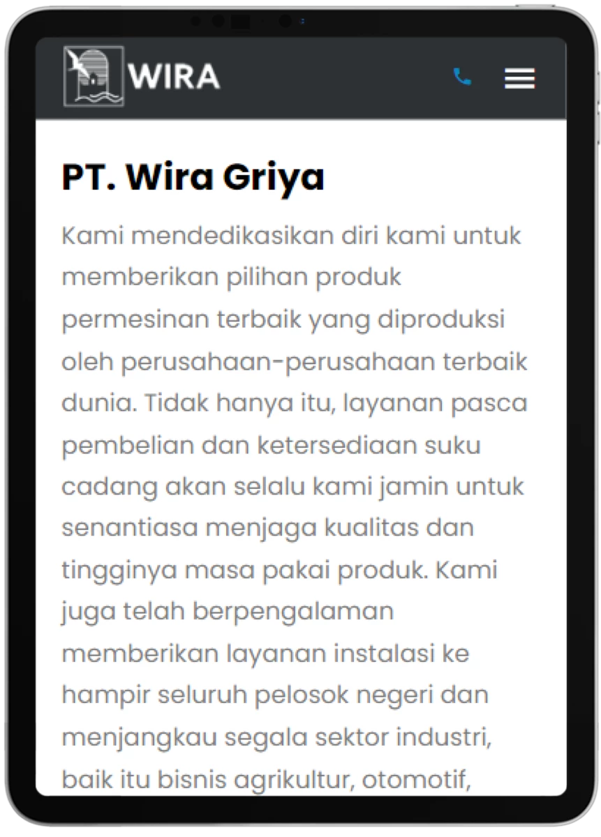 Home Page Wira Tablet